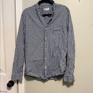 GAP Navy white Dockside Slim fit Gingham button up long sleeve - large